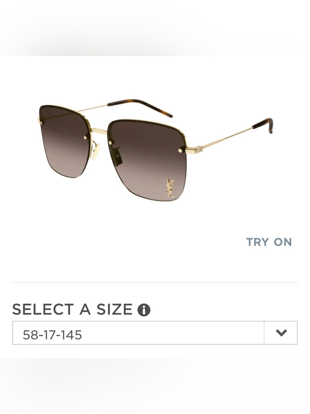Yves Saint Laurent Gold Frame Brown Gradient Women's Sunglasses